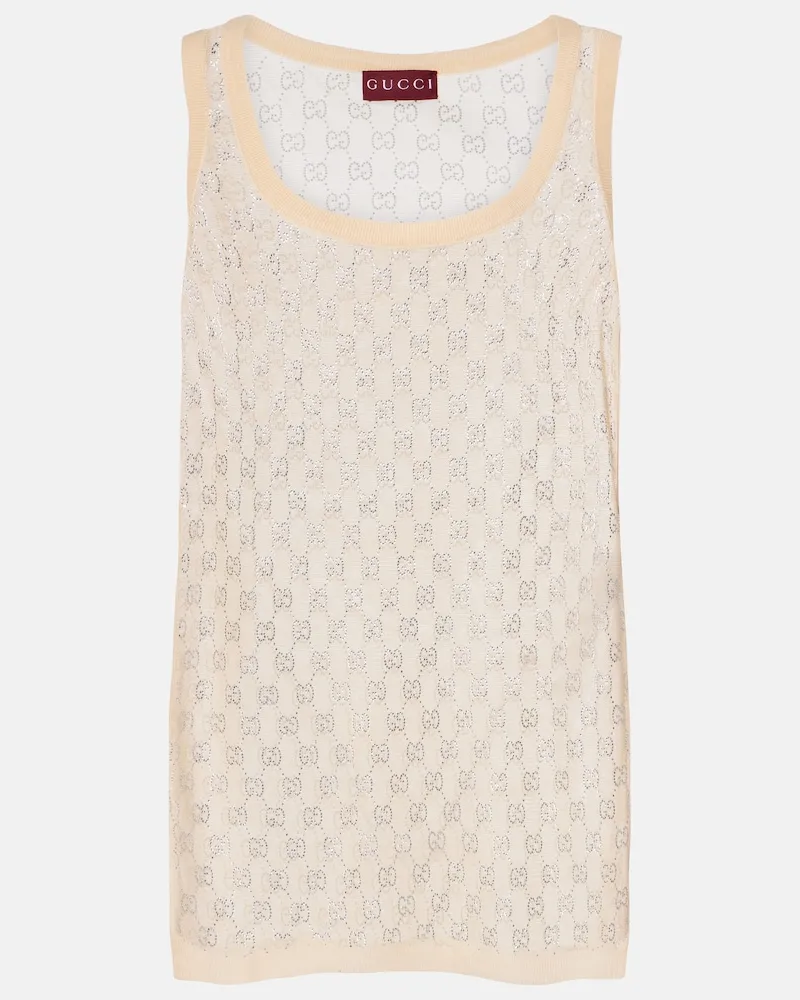 Gucci Top in seta con cristalli GG Rosa