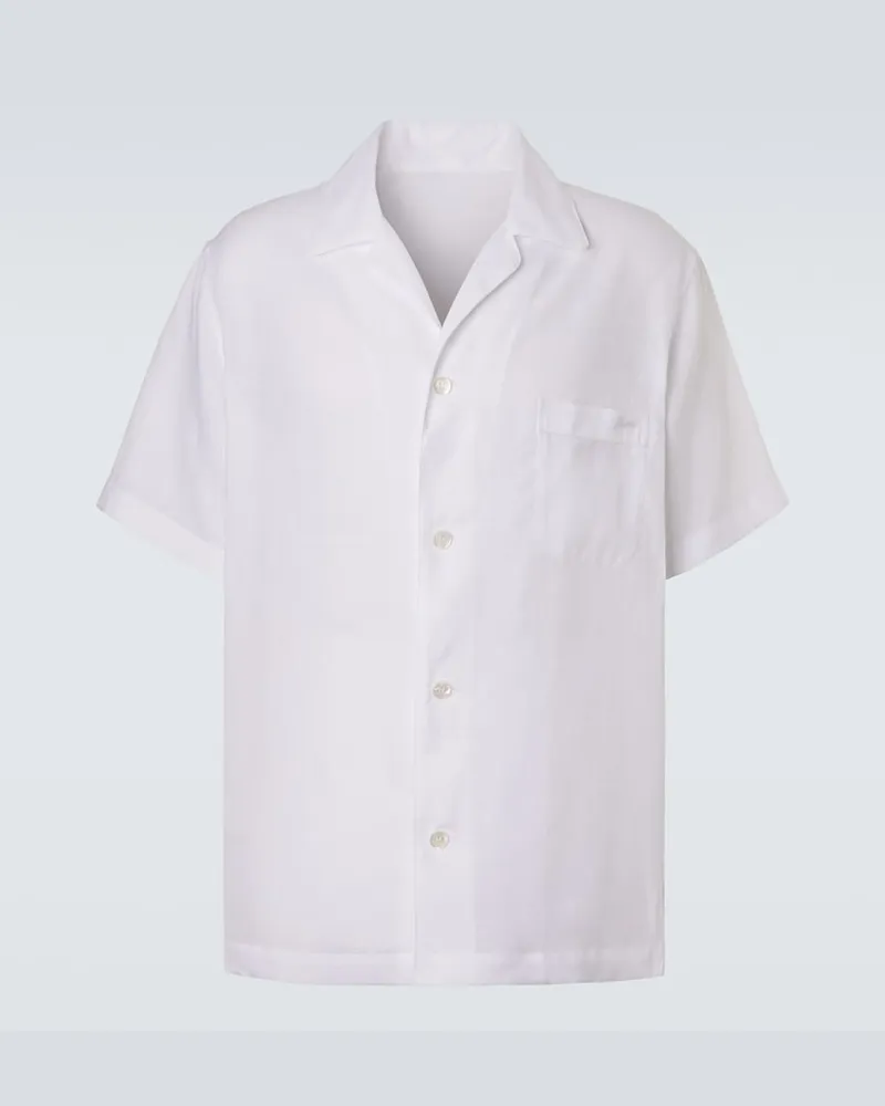 Brioni Camicia bowling in lino Bianco