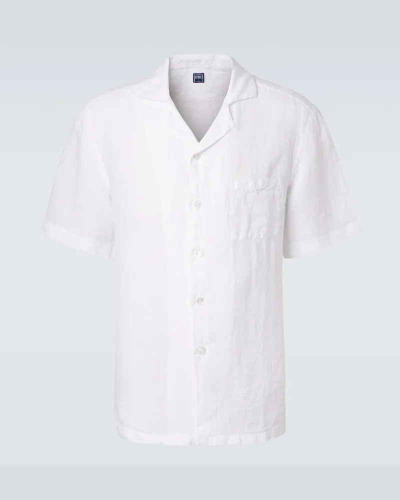 Fedeli Camicia bowling in lino Bianco