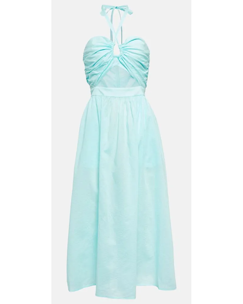 Marysia Abito midi in cotone con cut-out Blu