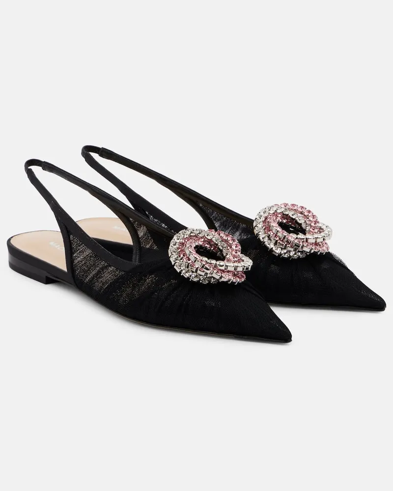 Mach & Mach Ballerine slingback Galaxy in tulle con cristalli Nero