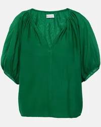 Velvet Blusa Kristen in cotone e seta Verde