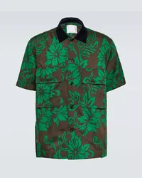 Sacai Camicia bowling con stampa floreale Verde