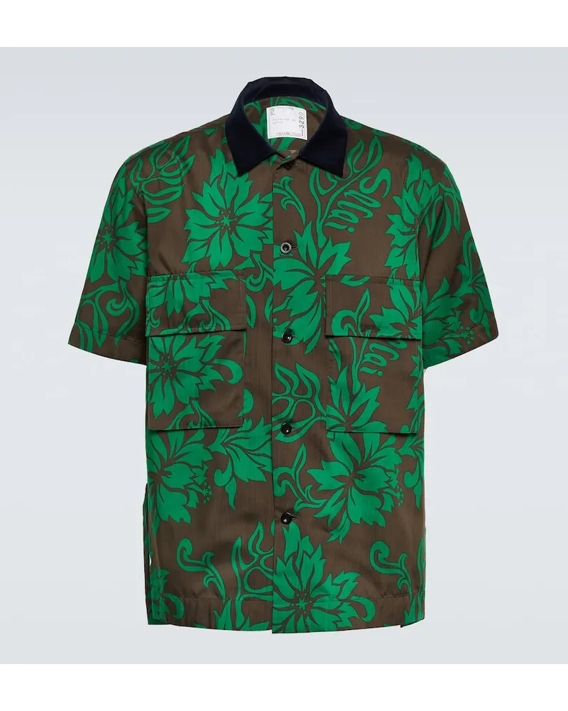 Sacai Camicia bowling con stampa floreale Verde