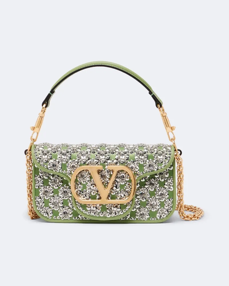 Valentino Garavani Borsa a spalla Locò Small in raso Verde
