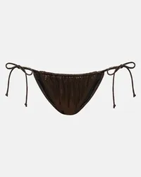 Norma Kamali Slip bikini String metallizzato Marrone