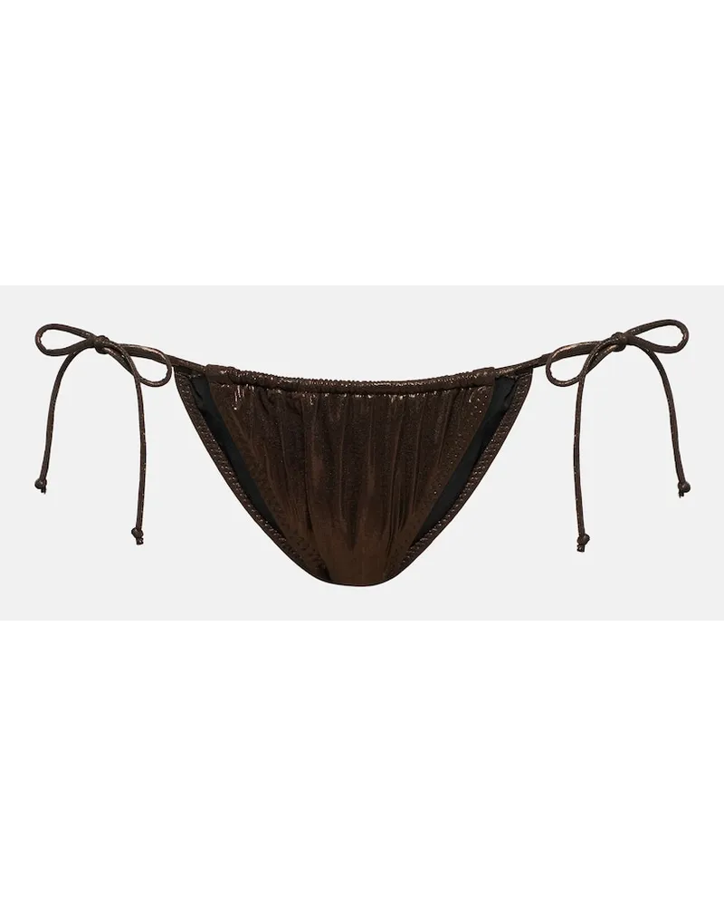 Norma Kamali Slip bikini String metallizzato Marrone