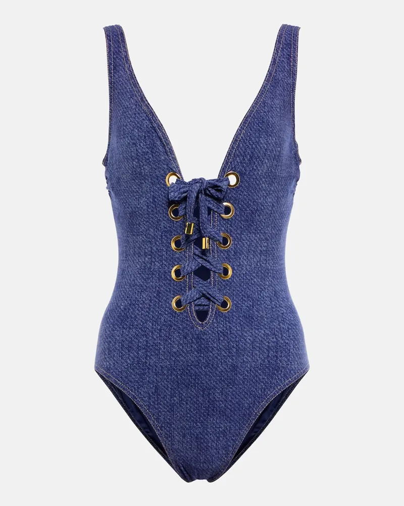Karla Colletto Costume intero con logo Blu