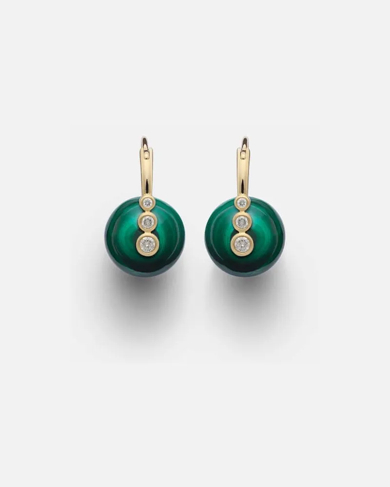 Sydney Evan Orecchini in oro 14kt con diamanti e malachite Verde
