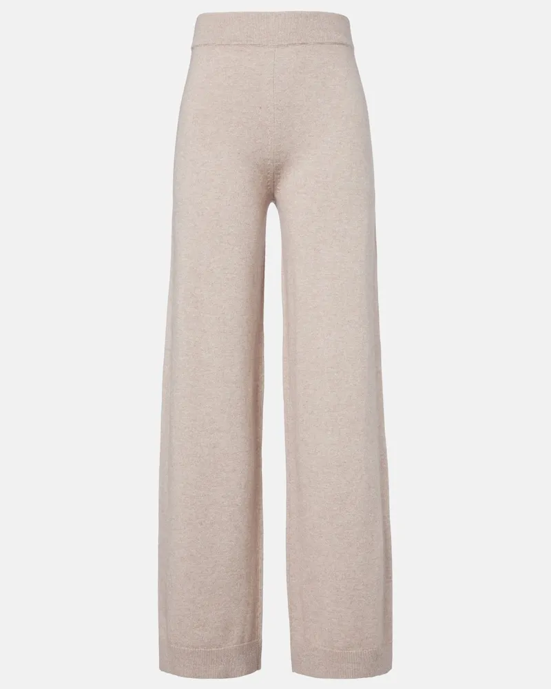 Jardin des Orangers Pantaloni a gamba larga in cotone e cashmere Beige