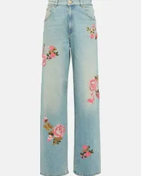 Blumarine Jeans regular a vita alta con ricamo Blu