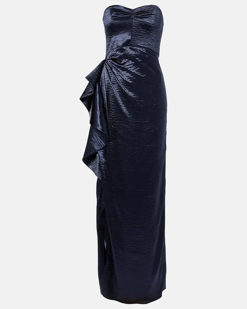 Safiyaa Abito lungo Eymen in raso arricciato Blu