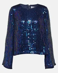 Velvet Top Evie con paillettes Blu