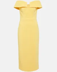 Rebecca Vallance Abito midi Lumiere in mesh con cristalli Giallo