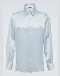 Tom Ford Camicia in charmeuse di seta Blu