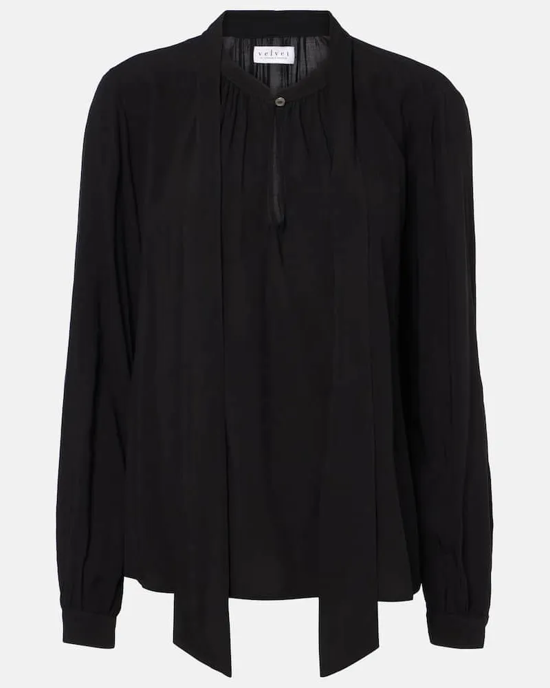 Velvet Blusa Gabrielle in challis di rayon Nero
