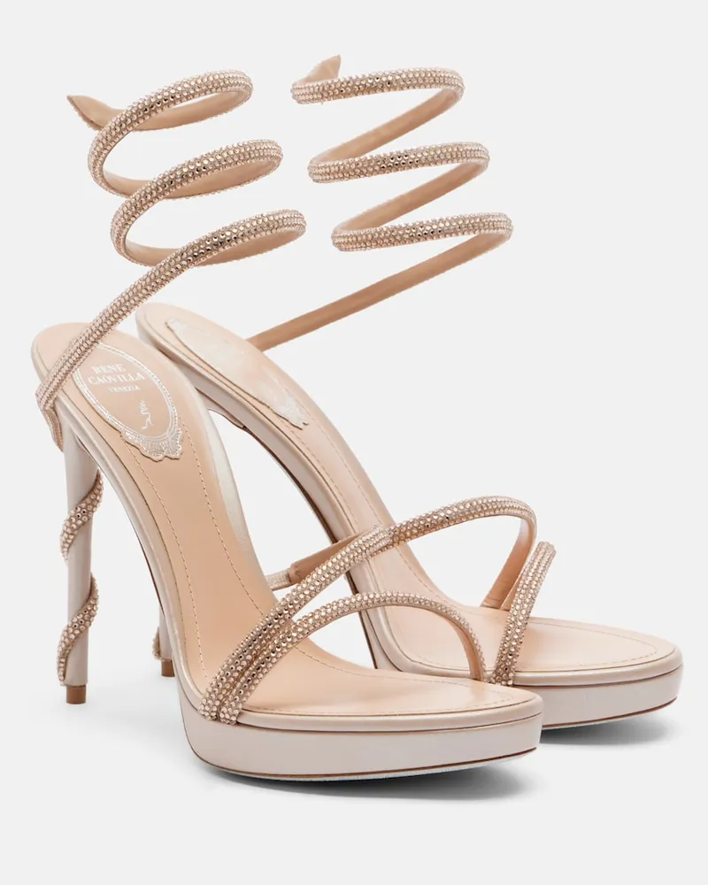René Caovilla Sandali platform Margot con strass Rosa