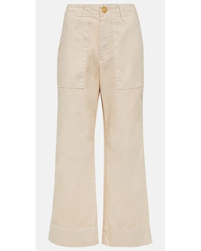Velvet Pantaloni cropped a gamba larga Mya in cotone Beige