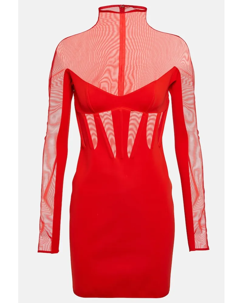 Thierry Mugler Miniabito con mesh Rosso