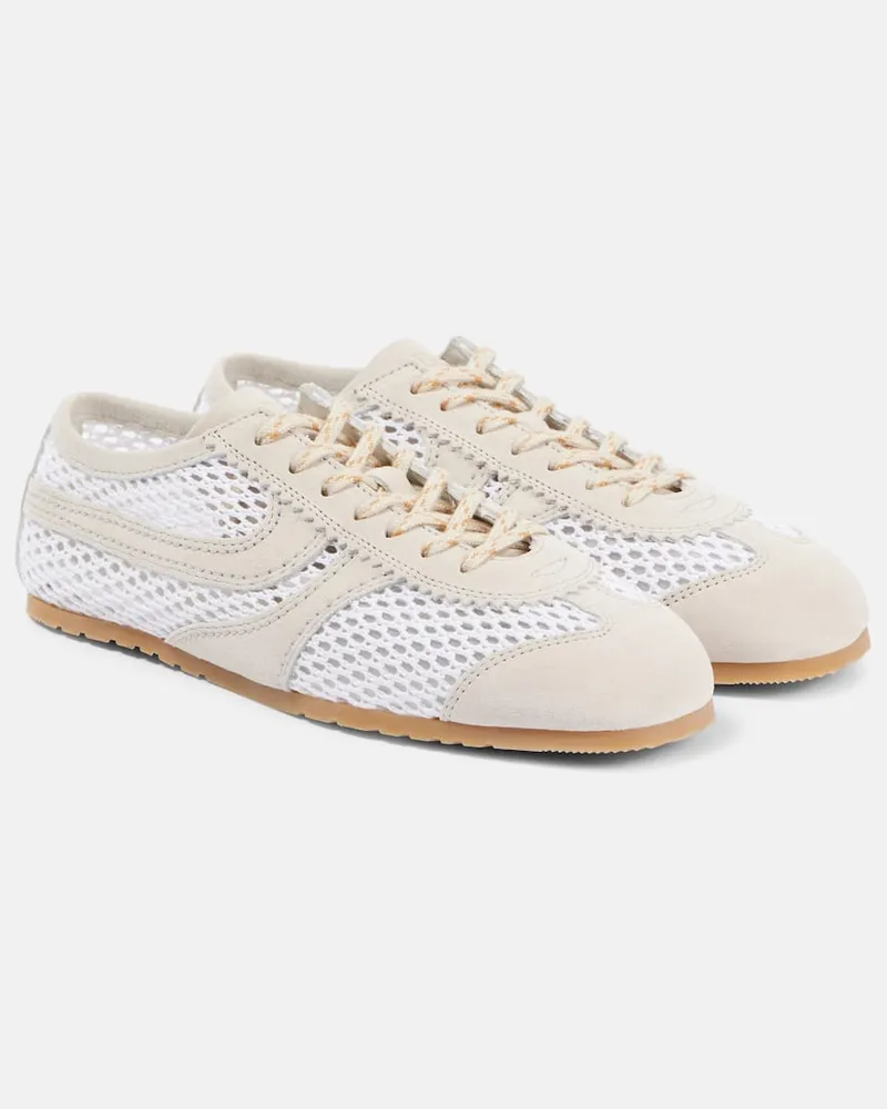 Dries van Noten Sneakers con suede Bianco