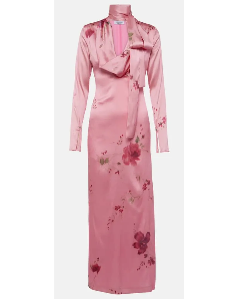 Blumarine Abito lungo in raso di misto seta Rosa