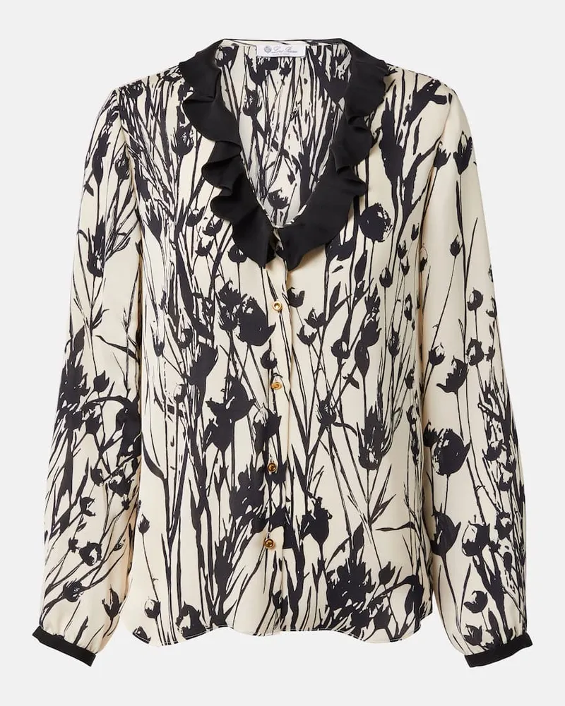 Loro Piana Blusa Samantha in seta con stampa Beige