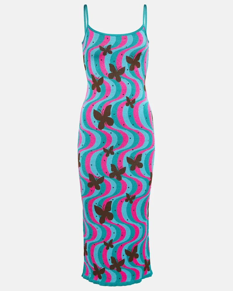 Alessandra Rich Abito midi in jacquard Multicolore