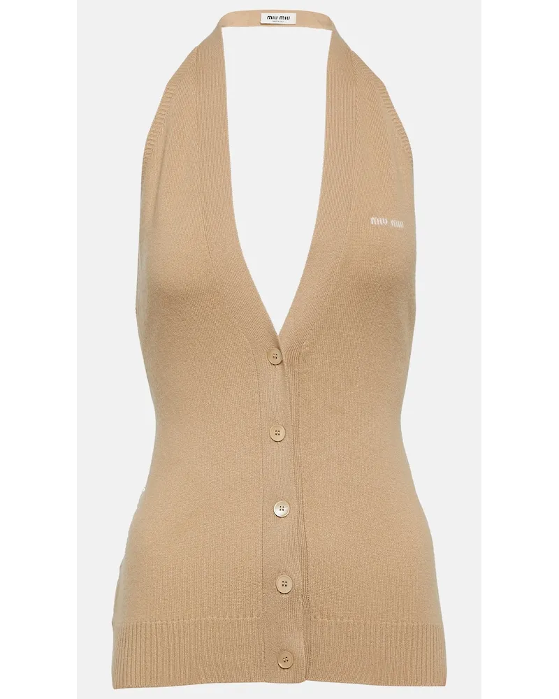 Miu Miu Gilet in maglia di cashmere Beige