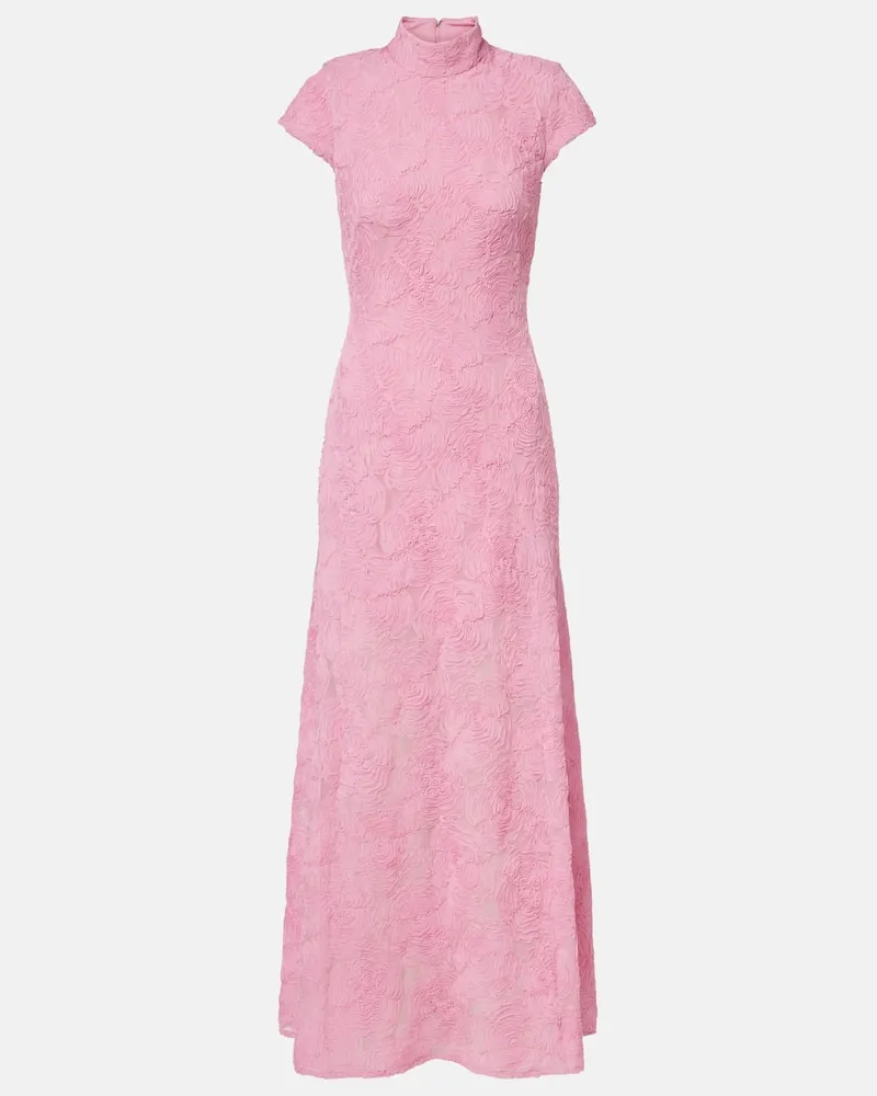 ROTATE Birger Christensen Abito lungo in mesh Rosa