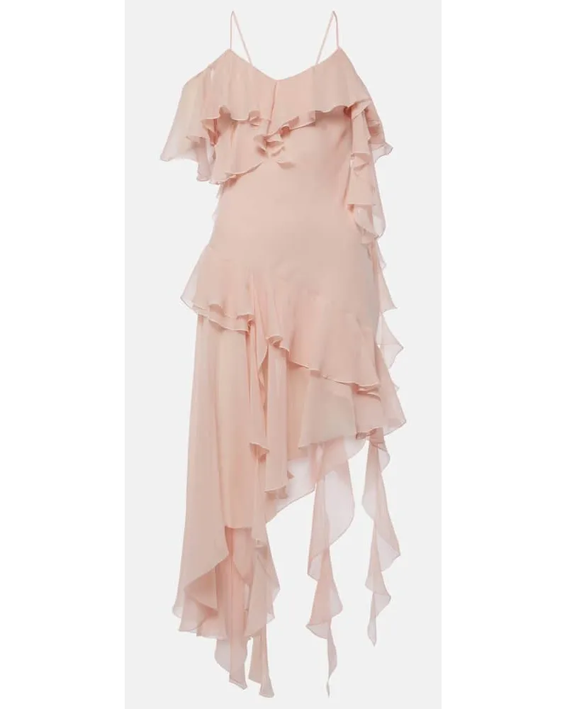 Blumarine Abito mini in georgette di seta Argento