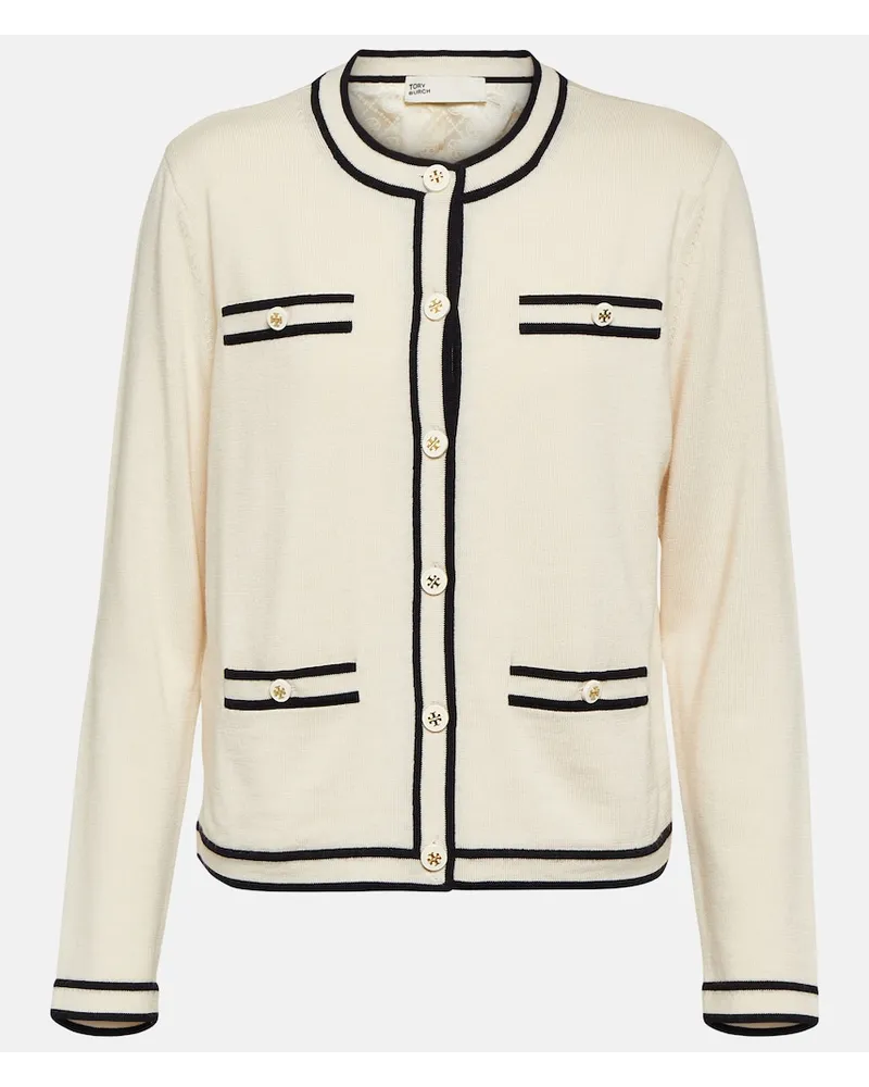 Tory Burch Cardigan Kendra in lana Bianco