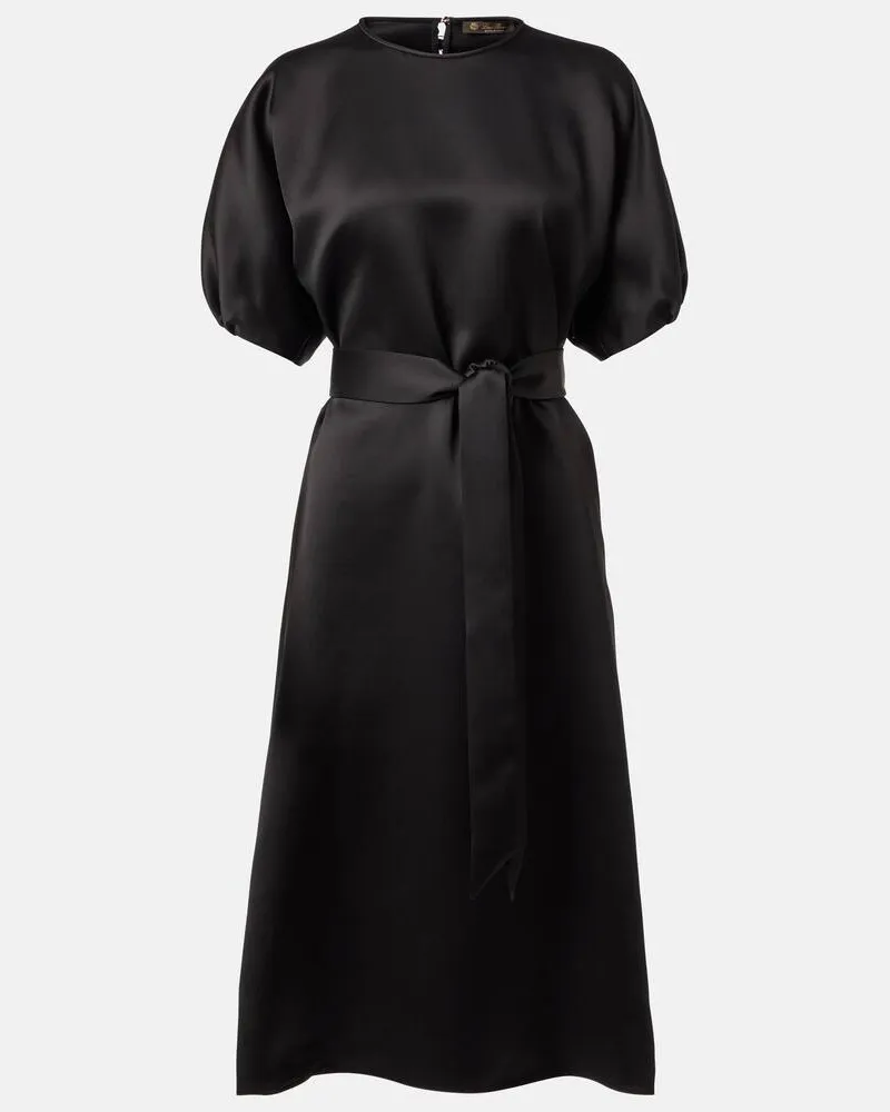 Loro Piana Abito midi Bess in raso di seta Nero