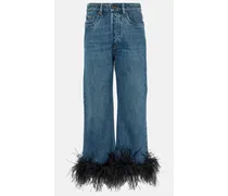 Jeans regular con piume
