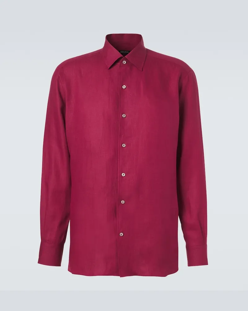 Ermenegildo Zegna Camicia in lino Rosso
