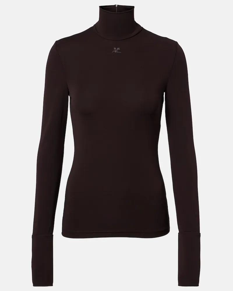 Courrèges Courrèges Pullover in jersey a collo alto Marrone