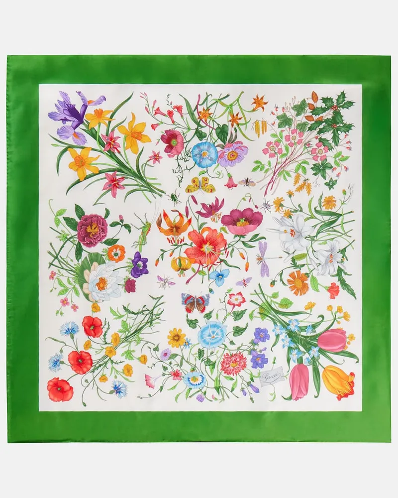Gucci Sciarpa in seta con stampa floreale Multicolore