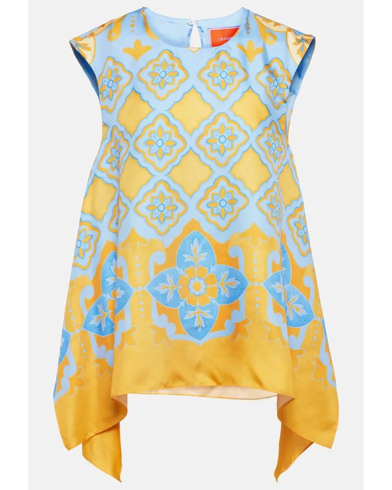La DoubleJ Top San Carlo in twill di seta con stampa Blu