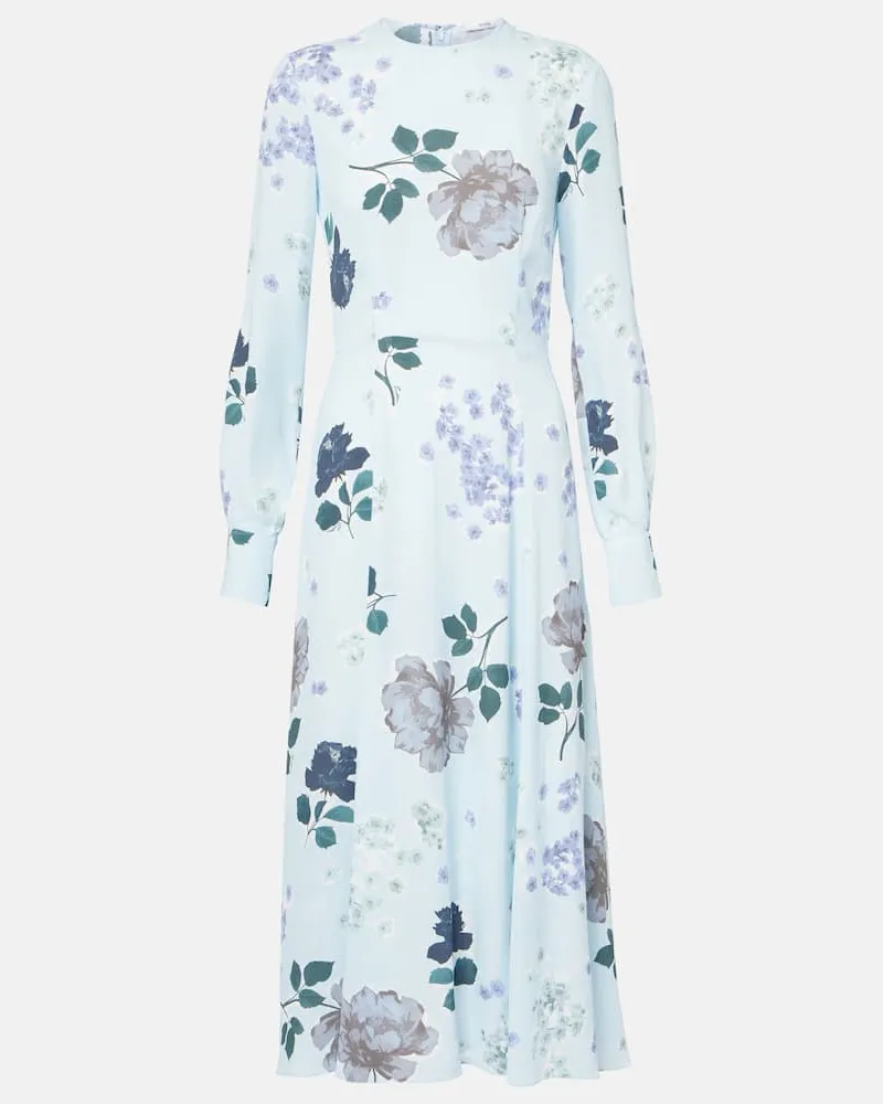 Erdem Abito midi con stampa floreale Blu