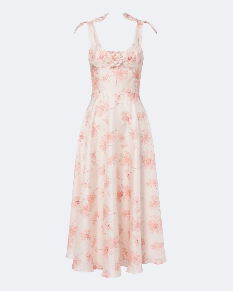 Rodarte Abito midi in twill di seta Rosa