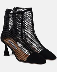 Aquazzura Stivaletti Amore in suede e mesh Nero