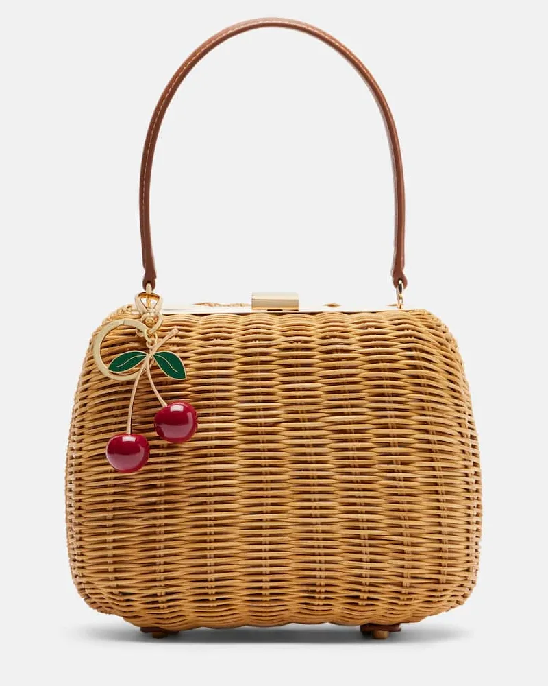 Self-Portrait Borsa mini in rattan Beige