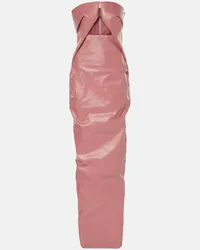 Rick Owens Abito lungo Prong in denim spalmato Rosa