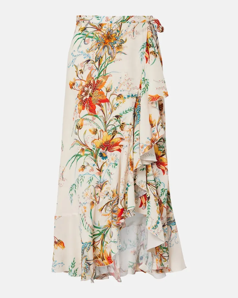 Etro Gonna a portafoglio con stampa floreale Bianco