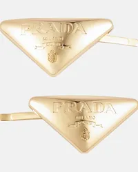 Prada Fermacapelli con logo Oro