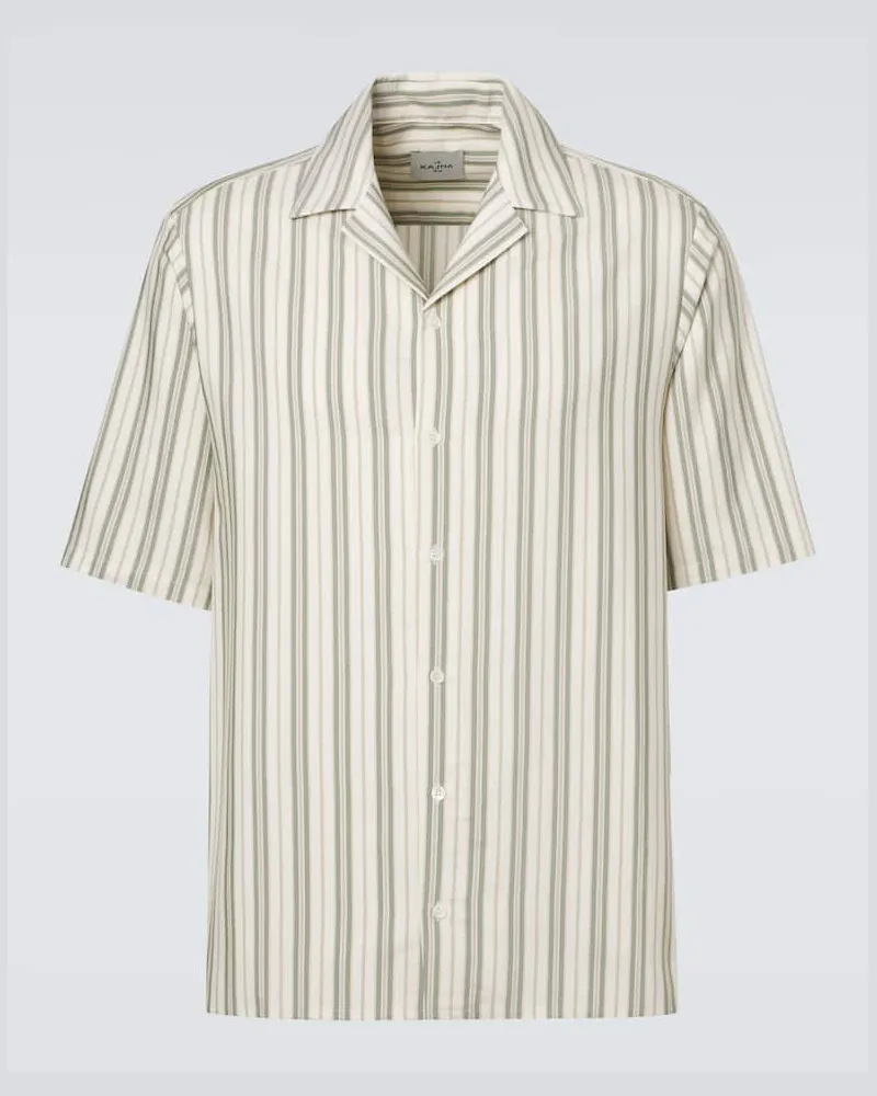 Le Kasha 1918 Camicia bowling in seta a righe Verde