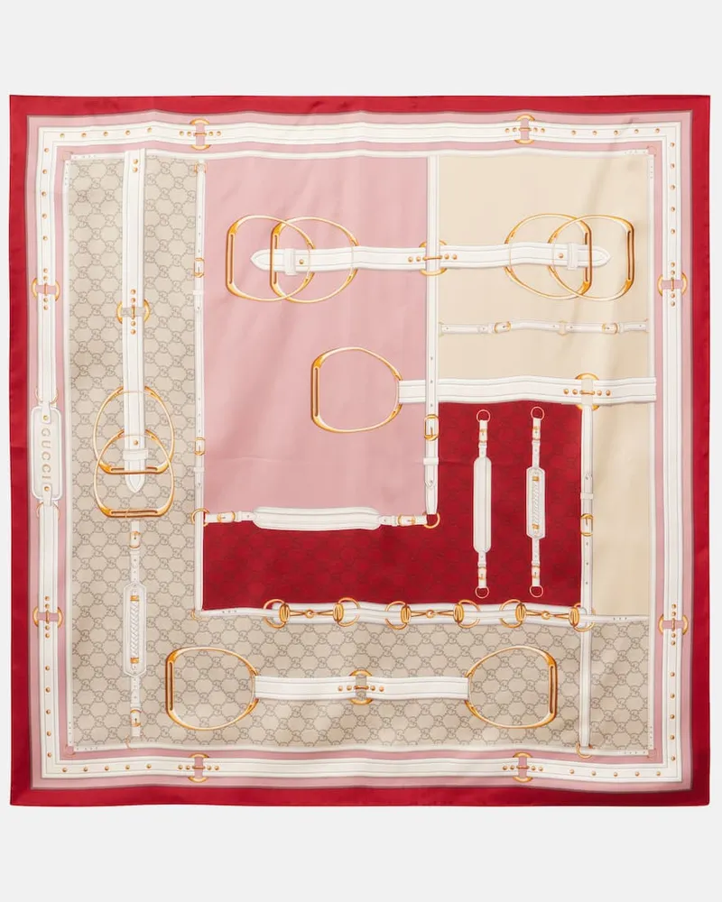 Gucci Sciarpa New Majo in twill di seta Multicolore