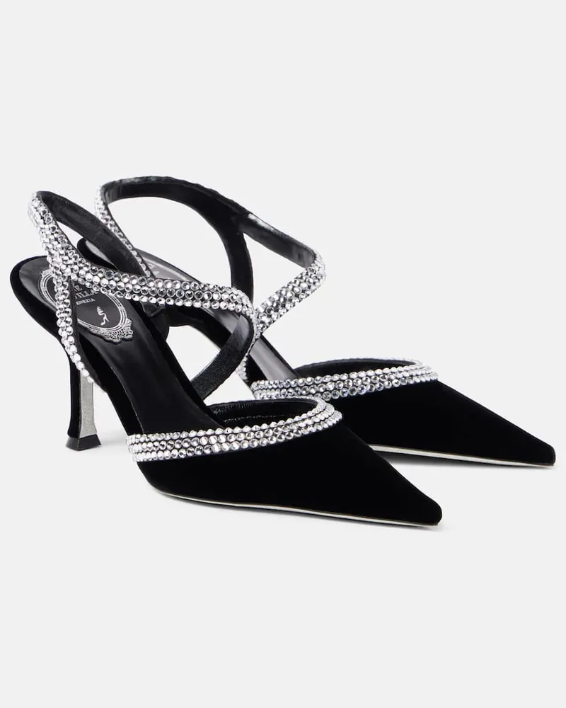René Caovilla Pumps in velluto con cristalli Nero