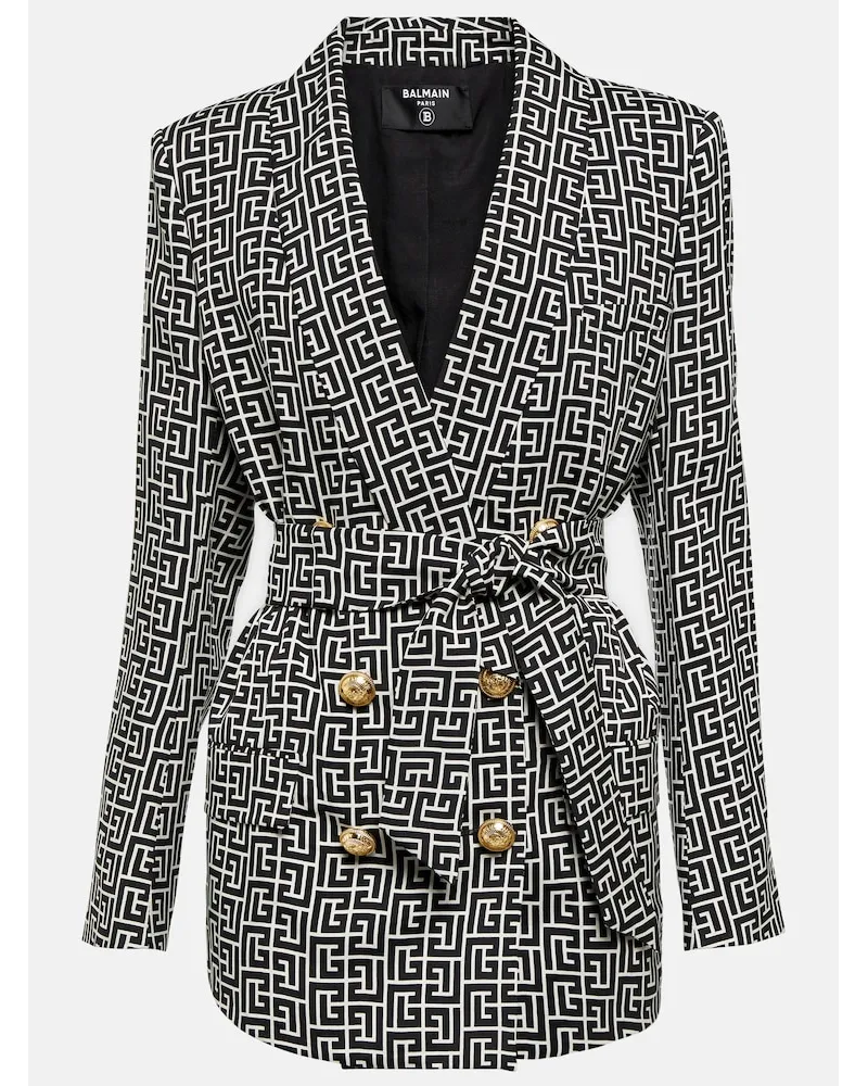 Balmain Blazer doppiopetto con stampa Nero