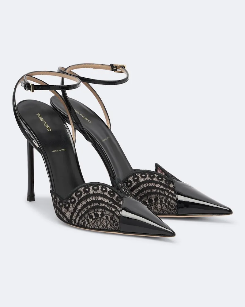Tom Ford Pumps slingback in pizzo e vernice Nero