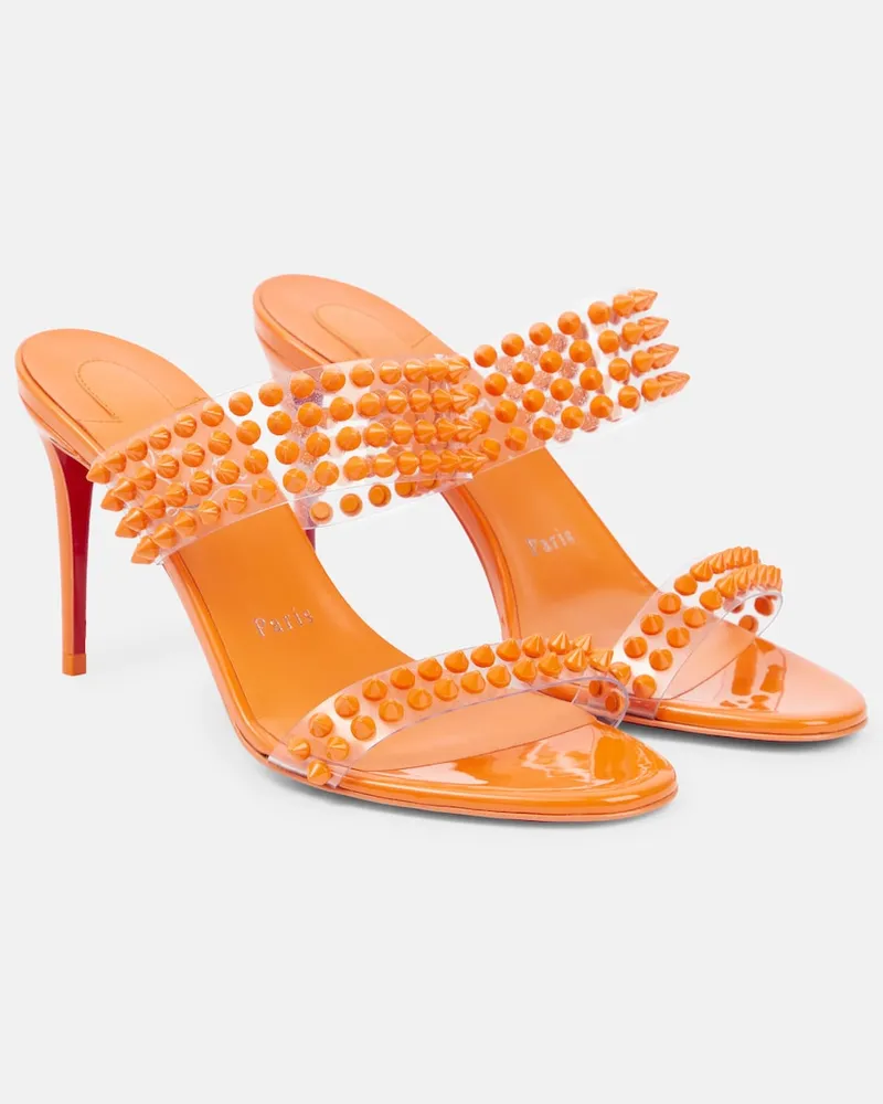 Christian Louboutin Sandali Spike Only 85 in PVC e vernice Arancione